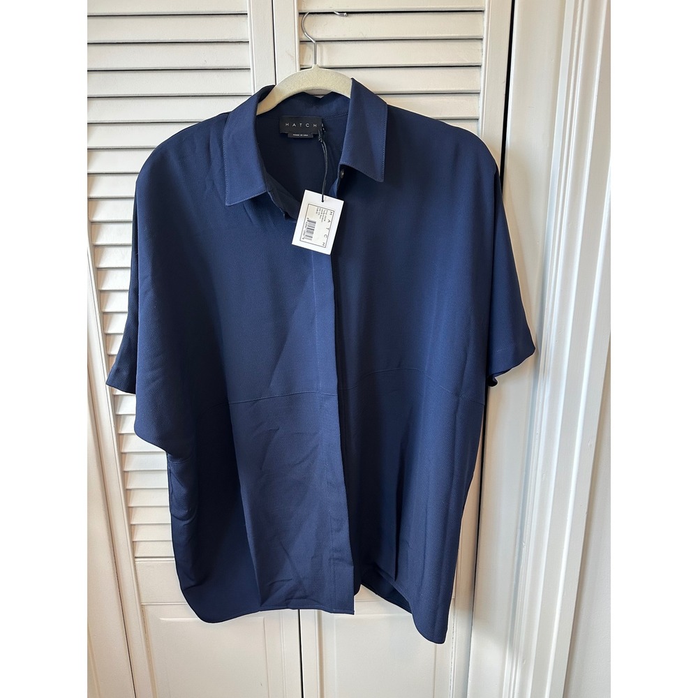 HATCH The Buttondown Navy Blue Oversized Maternity Shirt 103C08 O/S NEW(66)